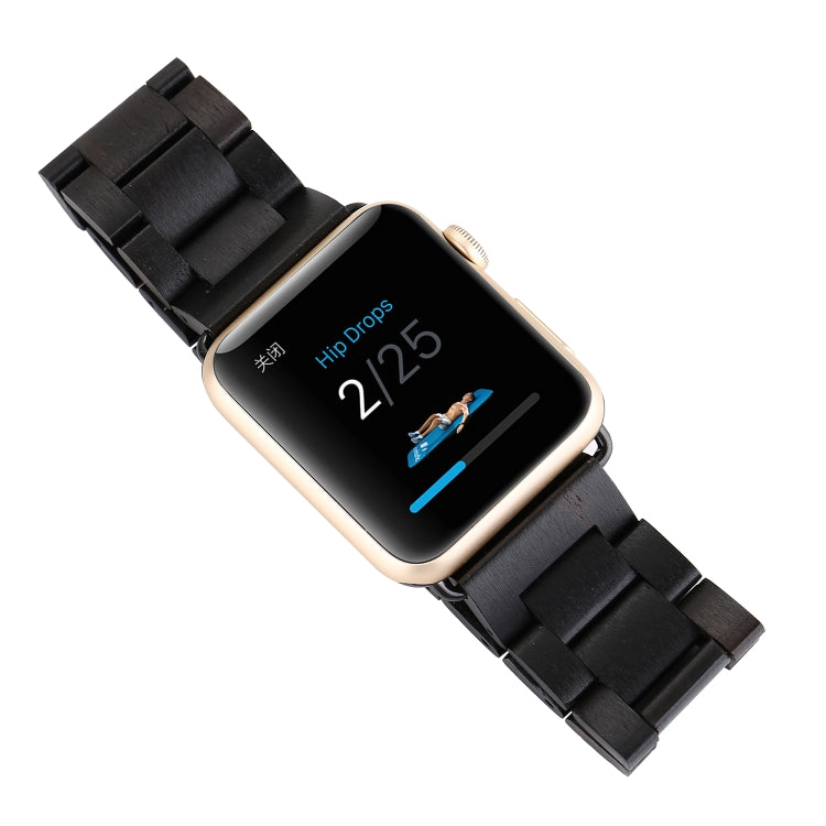 Wooden Watch Band For Apple Watch Series 7 41mm / 6 & SE & 5 & 4 40mm / 3 & 2 & 1 38mm(Black) by bashfashion