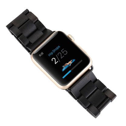 Wooden Watch Band For Apple Watch Series 7 41mm / 6 & SE & 5 & 4 40mm / 3 & 2 & 1 38mm(Black) by bashfashion