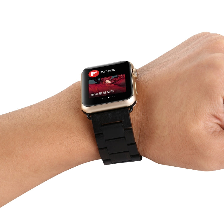 Wooden Watch Band For Apple Watch Series 7 41mm / 6 & SE & 5 & 4 40mm / 3 & 2 & 1 38mm(Black) by bashfashion