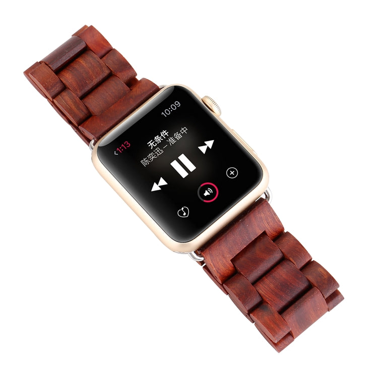 Wooden Watch Band For Apple Watch Series 9&8&7 41mm / SE 3&SE 2&6&SE&5&4 40mm / 3&2&1 38mm(Wine Red) by bashfashion