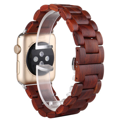 Wooden Watch Band For Apple Watch Series 9&8&7 41mm / SE 3&SE 2&6&SE&5&4 40mm / 3&2&1 38mm(Wine Red) by bashfashion