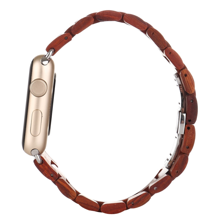 Wooden Watch Band For Apple Watch Series 9&8&7 41mm / SE 3&SE 2&6&SE&5&4 40mm / 3&2&1 38mm(Wine Red) by bashfashion