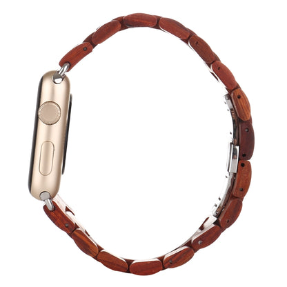 Wooden Watch Band For Apple Watch Series 9&8&7 41mm / SE 3&SE 2&6&SE&5&4 40mm / 3&2&1 38mm(Wine Red) by bashfashion