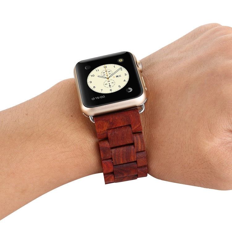 Wooden Watch Band For Apple Watch Series 9&8&7 41mm / SE 3&SE 2&6&SE&5&4 40mm / 3&2&1 38mm(Wine Red) by bashfashion
