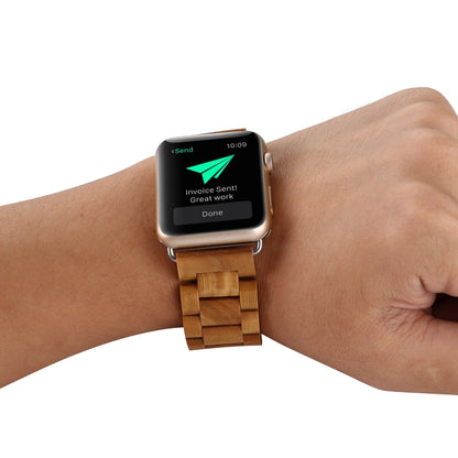 Wooden Watch Band For Apple Watch Series 9&8&7 41mm / SE 3&SE 2&6&SE&5&4 40mm / 3&2&1 38mm(Light Brown) by bashfashion