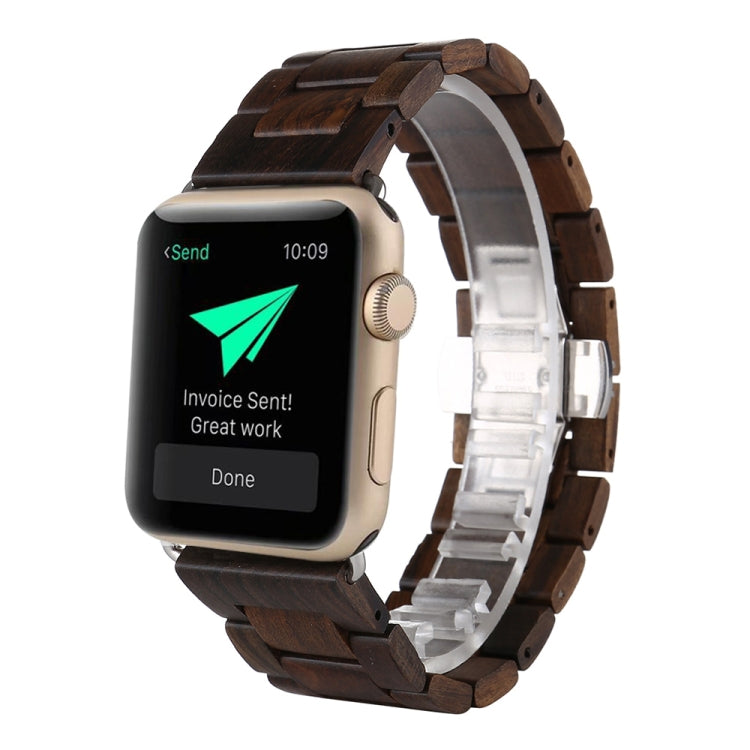 Wooden Watch Band For Apple Watch Series 7 41mm / 6 & SE & 5 & 4 40mm / 3 & 2 & 1 38mm(Dark Brown) by bashfashion