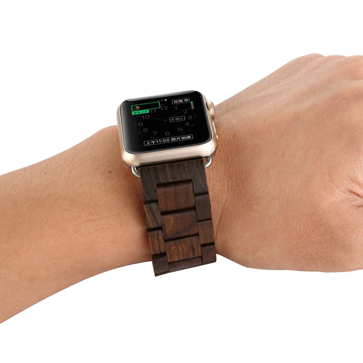Wooden Watch Band For Apple Watch Series 7 41mm / 6 & SE & 5 & 4 40mm / 3 & 2 & 1 38mm(Dark Brown) by bashfashion