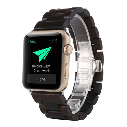 Wooden Watch Band For Apple Watch Series 9&8&7 41mm / SE 3&SE 2&6&SE&5&4 40mm / 3&2&1 38mm(Black Brown) by bashfashion