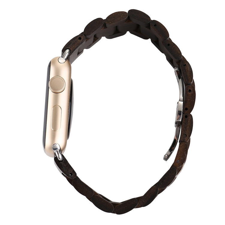 Wooden Watch Band For Apple Watch Series 9&8&7 41mm / SE 3&SE 2&6&SE&5&4 40mm / 3&2&1 38mm(Black Brown) by bashfashion