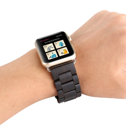 Wooden Watch Band For Apple Watch Series 9&8&7 41mm / SE 3&SE 2&6&SE&5&4 40mm / 3&2&1 38mm(Black Brown) by bashfashion