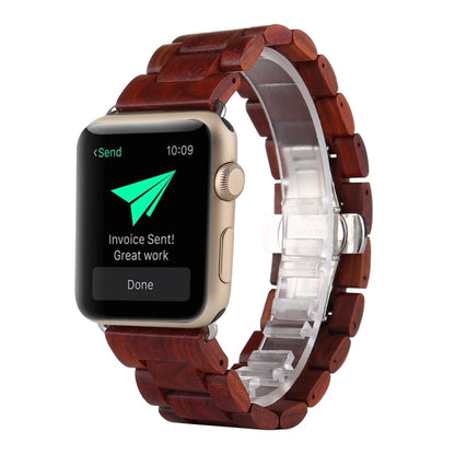 Wooden Watch Band For Apple Watch Ultra 49mm&Watch Ultra 2 49mm / Series 9&8&7 45mm / SE 3&SE 2&6&SE&5&4 44mm / 3&2&1 42mm(Wine Red) by bashfashion