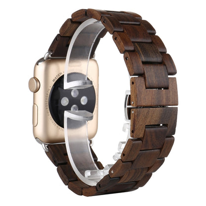 Wooden Watch Band For Apple Watch Series 7 45mm / 6 & SE & 5 & 4 44mm / 3 & 2 & 1 42mm(Dark Brown) by bashfashion