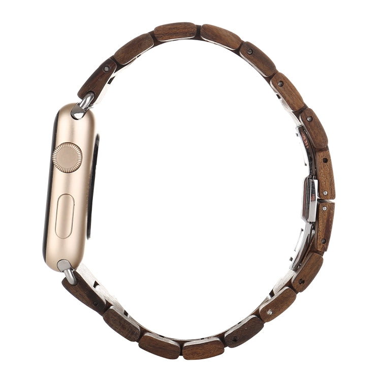 Wooden Watch Band For Apple Watch Series 7 45mm / 6 & SE & 5 & 4 44mm / 3 & 2 & 1 42mm(Dark Brown) by bashfashion