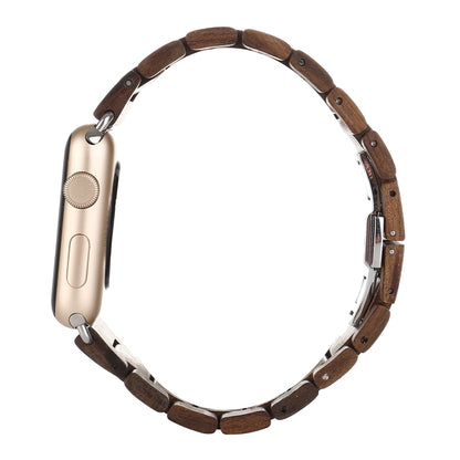 Wooden Watch Band For Apple Watch Series 7 45mm / 6 & SE & 5 & 4 44mm / 3 & 2 & 1 42mm(Dark Brown) by bashfashion