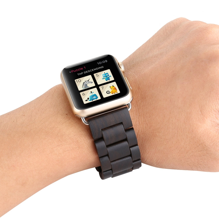 Wooden Watch Band For Apple Watch Ultra 49mm&Watch Ultra 2 49mm / Series 9&8&7 45mm / SE 3&SE 2&6&SE&5&4 44mm / 3&2&1 42mm(Black Brown) by bashfashion