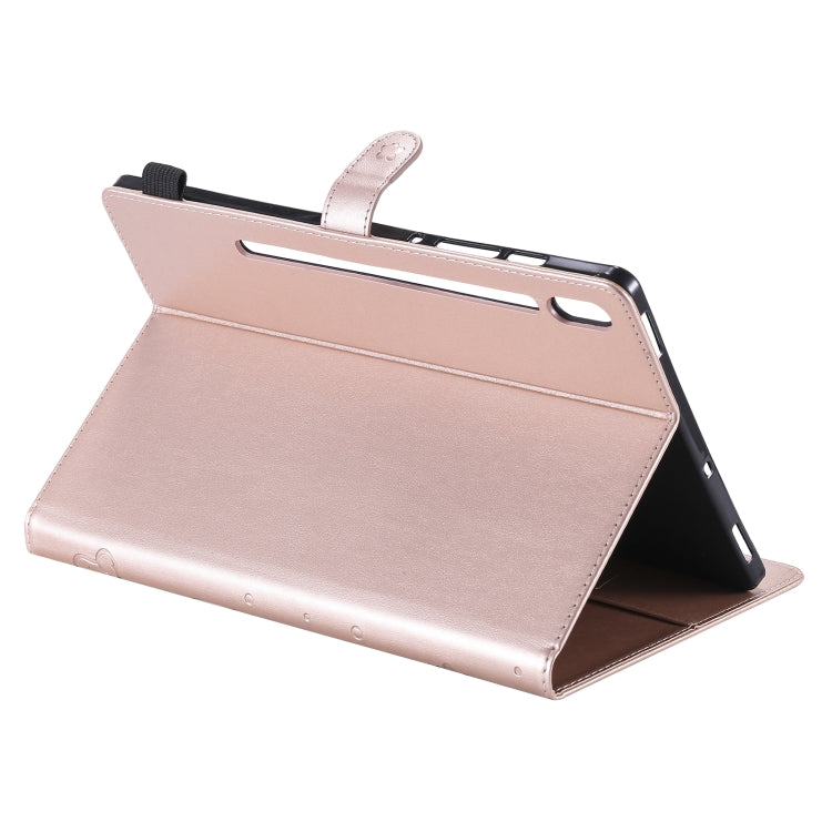 For Samsung Galaxy Tab S6 T860 Cat Bee Embossing Pattern Shockproof Table PC Protective Horizontal Flip Leather Case with Holder & Card Slots & Wallet & Pen Slot & Wake-up / Sleep Function(Rose Gold) by bashfashion