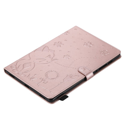 For Samsung Galaxy Tab S6 T860 Cat Bee Embossing Pattern Shockproof Table PC Protective Horizontal Flip Leather Case with Holder & Card Slots & Wallet & Pen Slot & Wake-up / Sleep Function(Rose Gold) by bashfashion