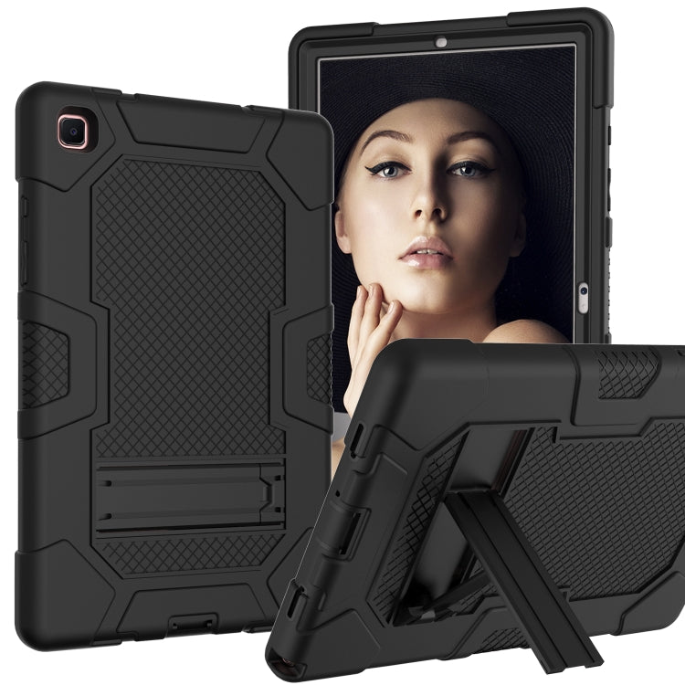 For Samsung Galaxy Tab A7 10.4 (2020) T500 / T505 Contrast Color Robot Shockproof Silicone + PC Protective Case with Holder(Black) by bashfashion