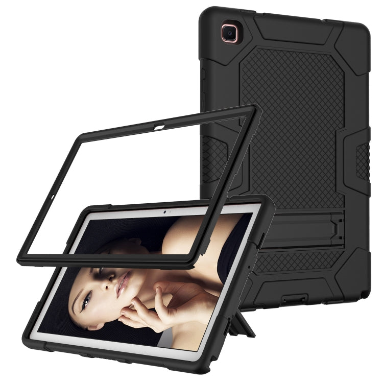 For Samsung Galaxy Tab A7 10.4 (2020) T500 / T505 Contrast Color Robot Shockproof Silicone + PC Protective Case with Holder(Black) by bashfashion