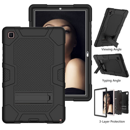 For Samsung Galaxy Tab A7 10.4 (2020) T500 / T505 Contrast Color Robot Shockproof Silicone + PC Protective Case with Holder(Black) by bashfashion