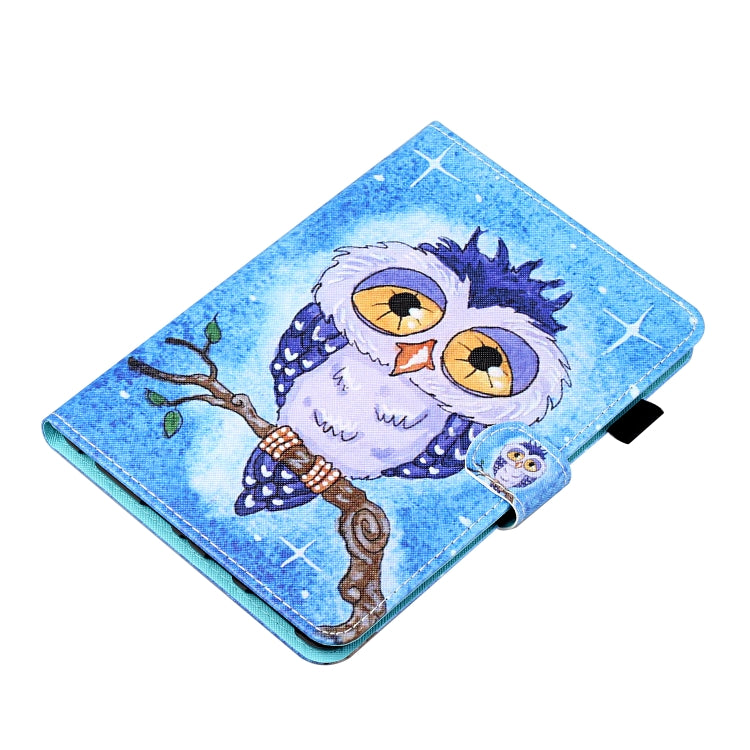 For Samsung Galaxy Tab S6 Lite P610/P615 Coloured Drawing Stitching Horizontal Flip Leather Case with Holder & Card Slot & Sleep / Wake-up Function(Blue Owl) by bashfashion