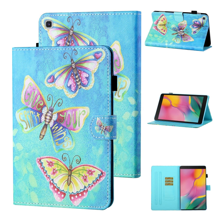 For Samsung Galaxy Tab A 8.0 (2019) T290/T295 Coloured Drawing Stitching Horizontal Flip Leather Case with Holder & Card Slot (Colorful Butterflies) by bashfashion