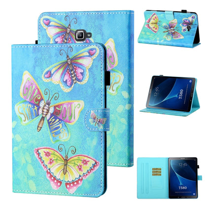 For Samsung Galaxy Tab A 10.1 (2016) T580/T585 Coloured Drawing Stitching Horizontal Flip Leather Case with Holder & Card Slot & Sleep / Wake-up Function(Colorful Butterflies) by bashfashion