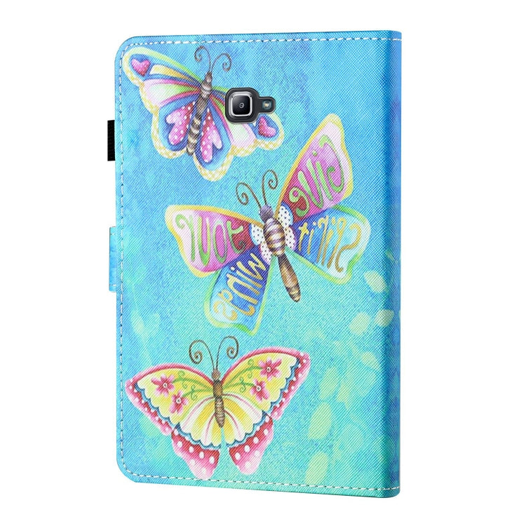 For Samsung Galaxy Tab A 10.1 (2016) T580/T585 Coloured Drawing Stitching Horizontal Flip Leather Case with Holder & Card Slot & Sleep / Wake-up Function(Colorful Butterflies) by bashfashion
