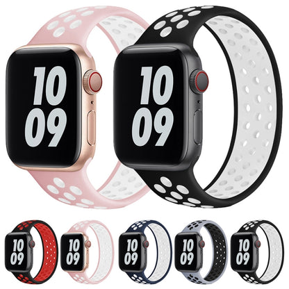 Elastic Silicone Watch Band For Apple Watch Apple Watch Ultra 49mm&Watch Ultra 2 49mm / Series 9&8&7 45mm / SE 3&SE 2&6&SE&5&4 44mm / 3&2&1 42mm, Length:160mm(Light Pink White) by bashfashion