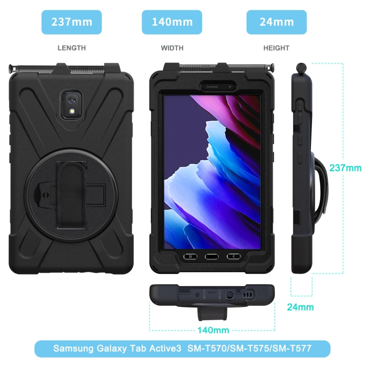 For Samsung Galaxy Tab active 3 T570 / T575 8.0 Shockproof Colorful Silicone + PC Protective Case with Holder & Shoulder Strap & Hand Strap(Black) by bashfashion