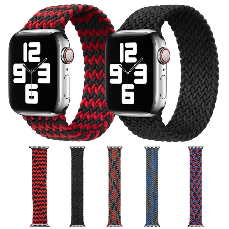 Mixed Color Nylon Braided Single Loop Watch Band For Apple Watch Series 9&8&7 41mm / SE 3&SE 2&6&SE&5&4 40mm / 3&2&1 38mm, Size:S(Red Black) by bashfashion
