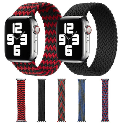 Mixed Color Nylon Braided Single Loop Watch Band For Apple Watch Series 9&8&7 41mm / SE 3&SE 2&6&SE&5&4 40mm / 3&2&1 38mm, Size:S(Red Black) by bashfashion