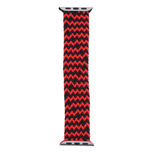 Mixed Color Nylon Braided Single Loop Watch Band For Apple Watch Series 9&8&7 41mm / SE 3&SE 2&6&SE&5&4 40mm / 3&2&1 38mm, Size:M(Red Black) by bashfashion