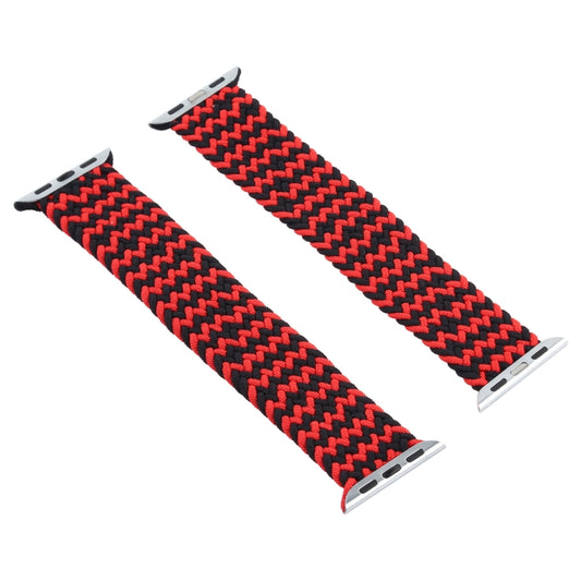 Mixed Color Nylon Braided Single Loop Watch Band For Apple Watch Series 9&8&7 41mm / SE 3&SE 2&6&SE&5&4 40mm / 3&2&1 38mm, Size:M(Red Black) by bashfashion
