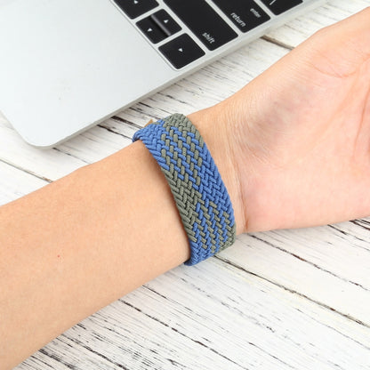 Mixed Color Nylon Braided Single Loop Watch Band For Apple Watch Series 9&8&7 41mm / SE 3&SE 2&6&SE&5&4 40mm / 3&2&1 38mm, Size:M(Blue Green) by bashfashion