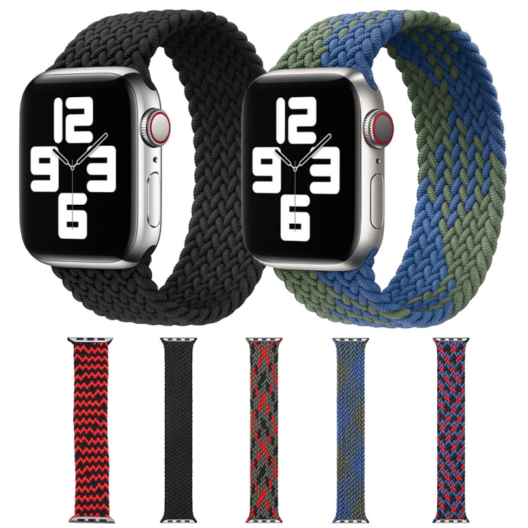 Mixed Color Nylon Braided Single Loop Watch Band For Apple Watch Series 9&8&7 41mm / SE 3&SE 2&6&SE&5&4 40mm / 3&2&1 38mm, Size:M(Red Black) by bashfashion