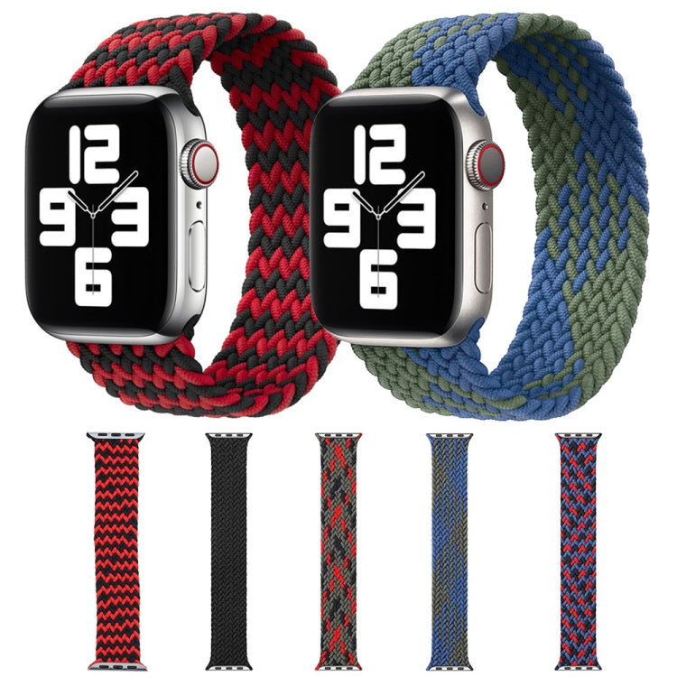 Mixed Color Nylon Braided Single Loop Watch Band For Apple Watch Series 9&8&7 41mm / SE 3&SE 2&6&SE&5&4 40mm / 3&2&1 38mm, Size:L(Red Camouflage) by bashfashion