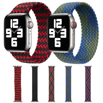 Mixed Color Nylon Braided Single Loop Watch Band For Apple Watch Series 9&8&7 41mm / SE 3&SE 2&6&SE&5&4 40mm / 3&2&1 38mm, Size:L(Red Camouflage) by bashfashion