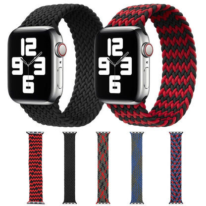 Mixed Color Nylon Braided Single Loop Watch Band For Apple Watch Ultra 49mm&Watch Ultra 2 49mm / Series 9&8&7 45mm / SE 3&SE 2&6&SE&5&4 44mm / 3&2&1 42mm, Size:S(Red Black) by bashfashion