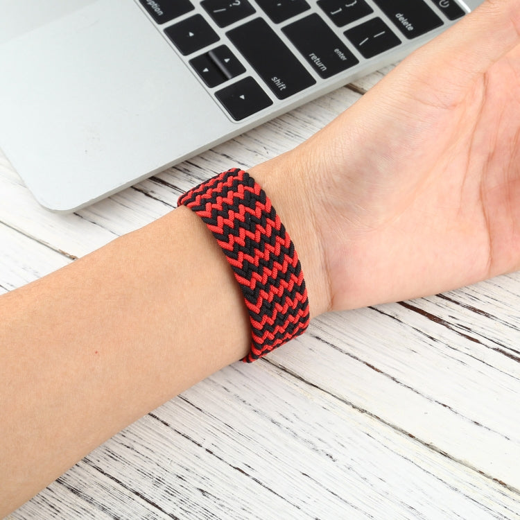 Mixed Color Nylon Braided Single Loop Watch Band For Apple Watch Ultra 49mm&Watch Ultra 2 49mm / Series 9&8&7 45mm / SE 3&SE 2&6&SE&5&4 44mm / 3&2&1 42mm, Size:L(Red Black) by bashfashion