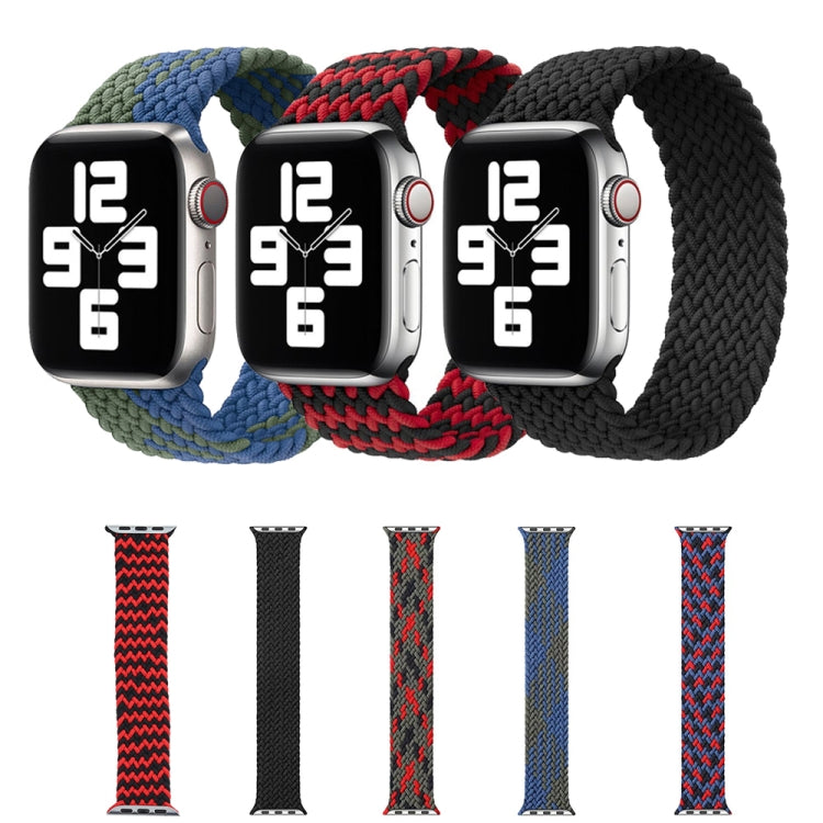 Mixed Color Nylon Braided Single Loop Watch Band For Apple Watch Ultra 49mm&Watch Ultra 2 49mm / Series 9&8&7 45mm / SE 3&SE 2&6&SE&5&4 44mm / 3&2&1 42mm, Size:L(Red Black) by bashfashion