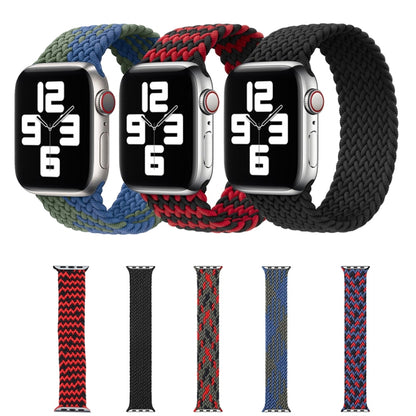 Mixed Color Nylon Braided Single Loop Watch Band For Apple Watch Ultra 49mm&Watch Ultra 2 49mm / Series 9&8&7 45mm / SE 3&SE 2&6&SE&5&4 44mm / 3&2&1 42mm, Size:L(Red Black) by bashfashion