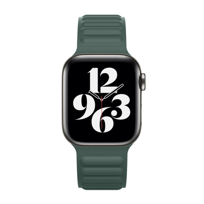 Silicone Magnetic Chain Watch Band For Apple Watch Series 7 41mm / 6 & SE & 5 & 4 40mm / 3 & 2 & 1 38mm(Olive Green) by bashfashion