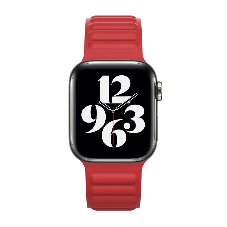 Silicone Magnetic Chain Watch Band For Apple Watch Series 7 41mm / 6 & SE & 5 & 4 40mm / 3 & 2 & 1 38mm(Red) by bashfashion