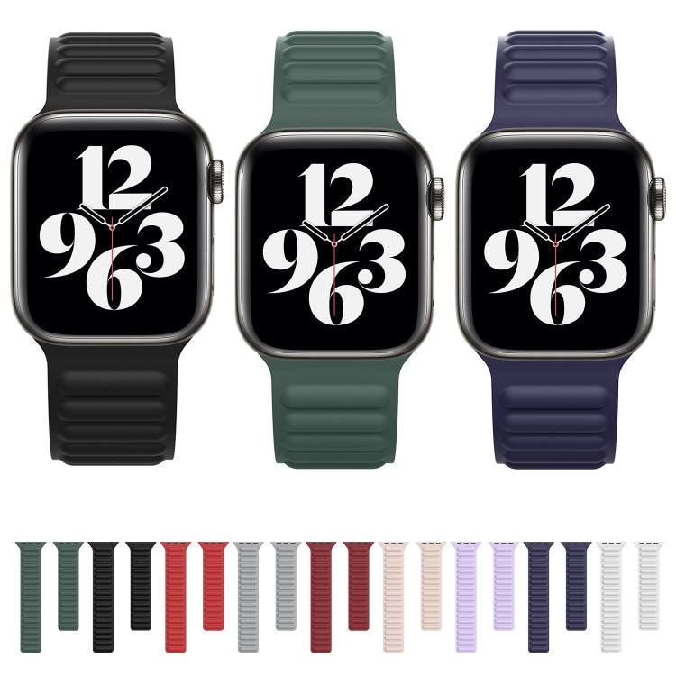 Silicone Magnetic Chain Watch Band For Apple Watch Series 7 45mm / 6 & SE & 5 & 4 44mm / 3 & 2 & 1 42mm(Wine Red) by bashfashion