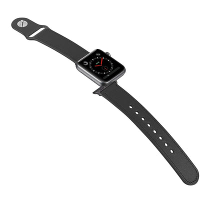 Paste Leather TPU Watch Band For Apple Watch Series 9&8&7 41mm / SE 3&SE 2&6&SE&5&4 40mm / 3&2&1 38mm(Black) by bashfashion