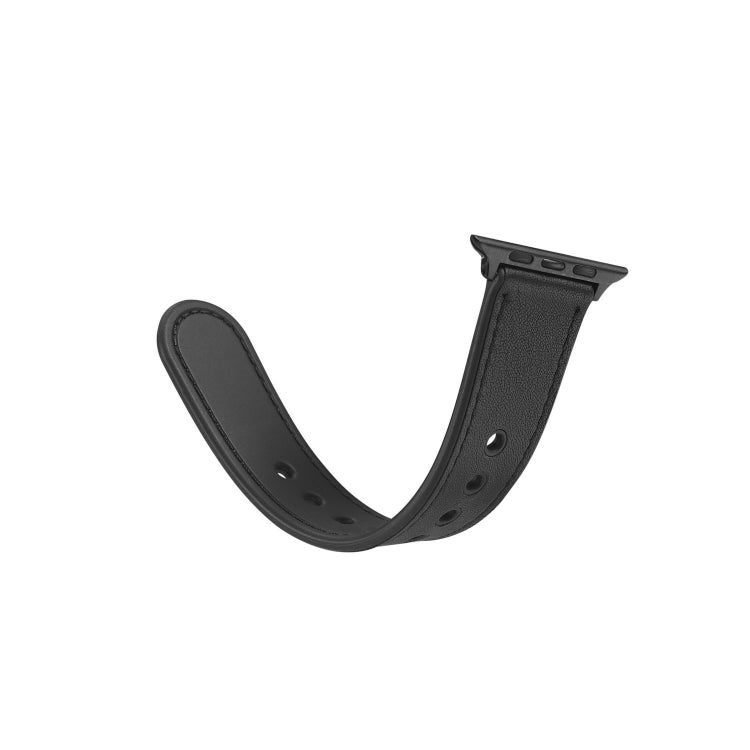 Paste Leather TPU Watch Band For Apple Watch Series 9&8&7 41mm / SE 3&SE 2&6&SE&5&4 40mm / 3&2&1 38mm(Black) by bashfashion