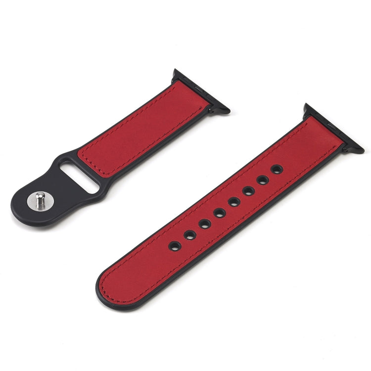 Paste Leather TPU Watch Band For Apple Watch Series 9&8&7 41mm / SE 3&SE 2&6&SE&5&4 40mm / 3&2&1 38mm(Red) by bashfashion