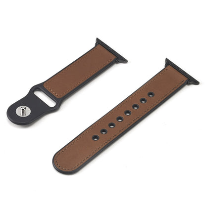 Paste Leather TPU Watch Band For Apple Watch Series 9&8&7 41mm / SE 3&SE 2&6&SE&5&4 40mm / 3&2&1 38mm(Brown) by bashfashion