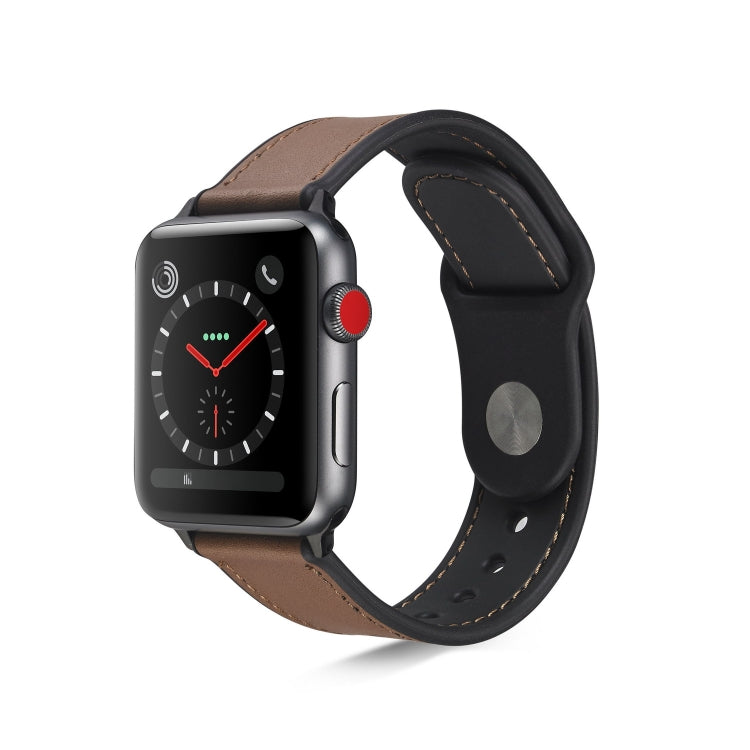 Paste Leather TPU Watch Band For Apple Watch Series 9&8&7 41mm / SE 3&SE 2&6&SE&5&4 40mm / 3&2&1 38mm(Brown) by bashfashion